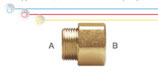 Nipplo M/F in ottone con filettatura maschio ISO 228 G B (con battuta piana) e  filettatura femmina EN 10226 Rp.