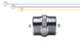 Nipplo M/M in ottone nichelato con doppia filettatura maschio ISO 228 G B (con battuta piana).