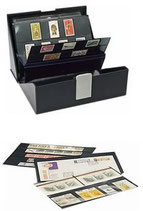 Classeur ELEGANT bleu pour timbres, à 60 pages noires, avec boîtier de  protection