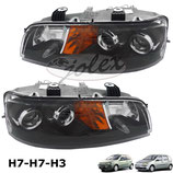 Scheinwerfer schwarz rechts+links H7-H7-H3 mit Nebelfunktion für Fiat Punto 188 99-03