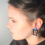 Boucles d'oreilles rectangle dichroïque violet et bleu