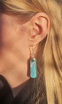 Boucles d'oreilles en verre fondu pendantes bleu ciel - en Argent