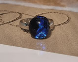 Bague en verre dichroïque bulle bleu Argent 925