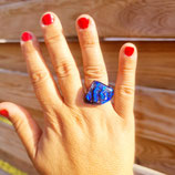 BAGUE EN VERRE DICHROIQUE BLEU EBLOUISSANT