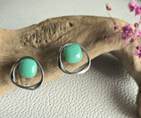 Boucles d'oreilles en verre fondu vert et acier inoxydable