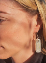Boucles d'oreilles en verre fondu blanc et dichroïque à poids translucide-Argent
