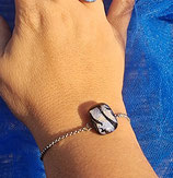 Bracelet acier inoxydable argenté et dichroïque bleu