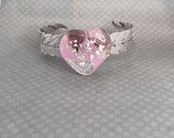 Bracelet acier inoxydable gris floral avec coeur en verre