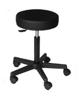 TS100+ARO. TABURETE TAPIZADO CON BASE DE PVC. ASIENTO REDONDO Y ARO APOYAPIES (Color NEGRO)