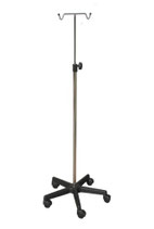 P618 PORTA SUEROS INOXIDABLE 2 GANCHOS BASE PVC