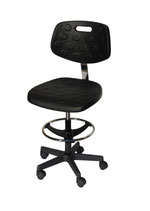 TS700A TABURETE TAPIZADO CON BASE DE PVC. ASIENTO CUADRADO + ARO APOYAPIES  (Color NEGRO)