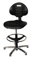 TC800A-SR TABURETE TAPIZADO CON BASE DE ALUMINIO CROMADO. ASIENTO CUADRADO + ARO APOYAPIES  (Color NEGRO)