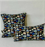 No,7-C【kyoto Cushion Cover】/ 【大阪めぐり & 鴨川アイアンブルー】DISCOVER Osaka (Osaka Tour) and Kamogawa(Kamo River) Iron Blue