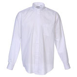 ロザリオ在庫品　長袖の白い聖職者のシャツ、混合綿のプリミス　１００２