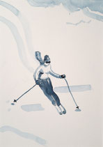 Aquarell Südschwarzwald - Skifahrerin