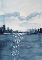 Aquarell Südschwarzwald - Glitzern auf See
