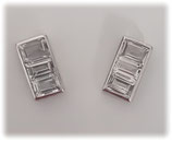Ohrstecker Topas (weiß), facettierte Rechtecke, 1,4cm, rhodiniert