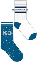 K3 sokken Sterren Blauw/wit setje van twee