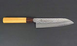 Santoku 180 mm VG10 martelé et damassé 33 couches, manche en bois zelkova