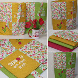 Patchworktasche "Maria" und Patchwork Täschchen _ Tulpen