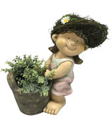 Figur Mädchen mit Pflanzentopf 35 cm