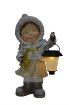 LED Figur Mädchen aus Polyresin mit Laterne 39 cm