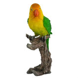 Papagei auf Baumstamm aus Polyresin 28cm