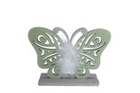 Deko Schmetterling aus Holz auf Holzsockel Hellgrün 20 cm