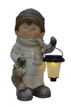 LED Figur Junge aus Polyresin mit Laterne 38 cm