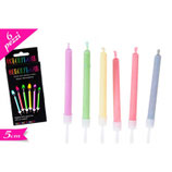 Candele Stelo Fiamma Colorata - 6 pezzi