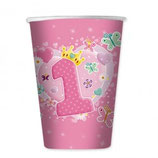 Bicchieri 1° compleanno bambina - 10 pezzi