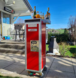Neuer Flugzeugtrolley in Rot mit Swiss-Schild, Kirschenholz + 5 Schubladen + 1 Sidebox