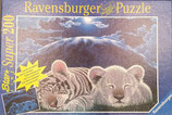 Puzzle 200 Teile - Weisse Tiger Junge Mondlicht