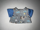 S: T-ShirtGrau Einhorn mit Blauen Ärmeln