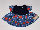 XS: Kleid Blau mit Kirschen, Bienen und Blüten