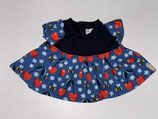 S: Kleid Blau mit Kirschen, Bienen und Blüten