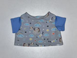 M: T-Shirt Grau Einhörner mit blauen Armen
