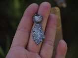 Handgefertigtes Eichenblatt aus Sterlingsilber mit Mondstein, aus Silber, Nr. 1359