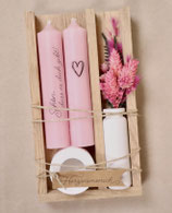 Handmade Kerzen- Geschenkset *SCHÖN DASS ES DICH GIBT rosa