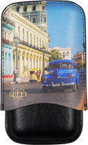 Zigarren Schiebe-Etui Cuba Leder schwarz/bunt 3er