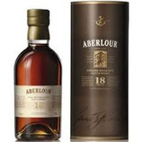 Aberlour 18 ans : notes d'abricot puis de miel, de vieux cuir et de chêne. EN RUPTURE..