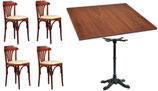 Set Tavolo Base Ghisa Bistrot + 4 Sedie Bistrot Per Bar Ristorante Pub