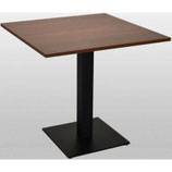 Tavolo  evento design colonna metallo piano melaminico 80x80x2 tinta noce