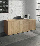 Credenza Moderna Due Ante Tre Cassetti Rovere