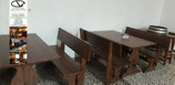 SET PANCA BIRRERIA DA 150 CM SPESSORE TRE CM IN TINTA NOCE- LEGNO PINO MASSELLO