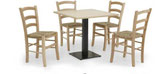 SET TAVOLO 80X80X2 PIANO IN NOBILITATO MELAMINICO NOCE BORDO ABS CON 4 SEDIE TINTA NOCE SEDILE PAGLIA PER UN MINIMO DI 15 SET