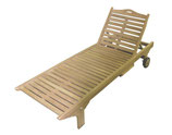 Lettino Con Tavolino Estraibile In Legno di Teak Per Arredamento Piscine Terrazze Giardini
