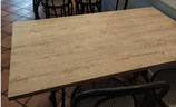 Tavolo  evento design colonna metallo piano melaminico 80x80x2 rovere antico