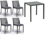 Set Rapallo Sedie Polipropilene Tavoli Alluminio AutoLivellanti Per Arredamento Bar Ristorante Osteria Esterno Giardino