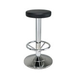 SGABELLO TU  470 CROMATO LUCIDO GIREVOLE CON SEDILE IN ECOPELLE INCA NERO